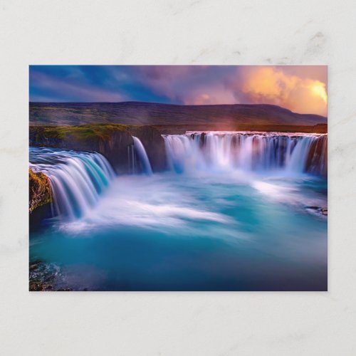 Godafoss Waterfall Iceland Beautiful Landscape Postcard