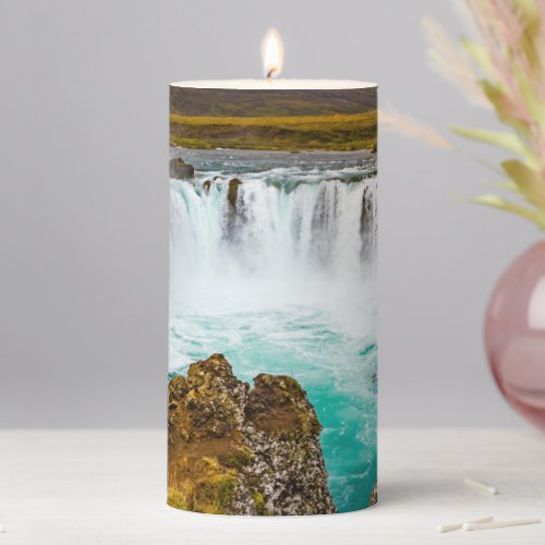 Godafoss waterfall Iceland Pillar Candle