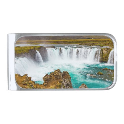 Godafoss waterfall Iceland Silver Finish Money Clip