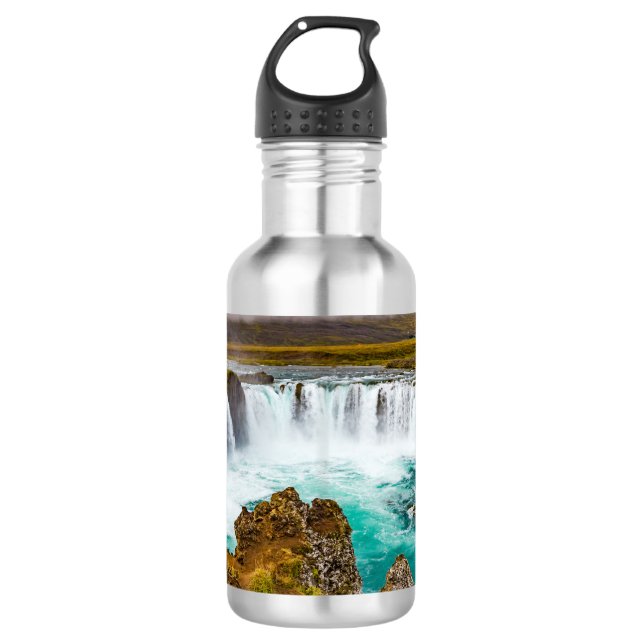 Godafoss waterfall, Iceland Stainless Steel Water Bottle (Front)
