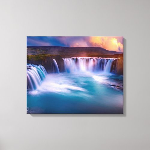 Godafoss Waterfall Iceland Stretched Canvas Print