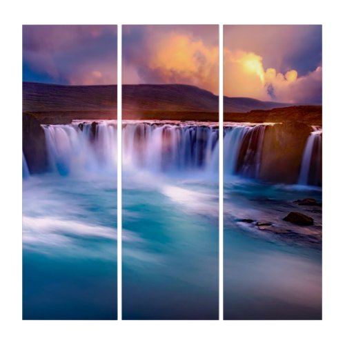 Godafoss waterfall Iceland Triptych