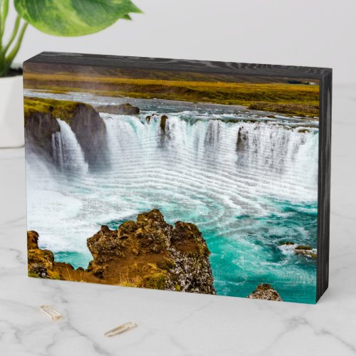 Godafoss waterfall Iceland Wooden Box Sign