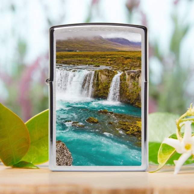 Godafoss waterfall, Iceland Zippo Lighter (On Table)