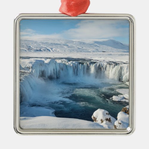 Godafoss Waterfall Landscape Metal Ornament