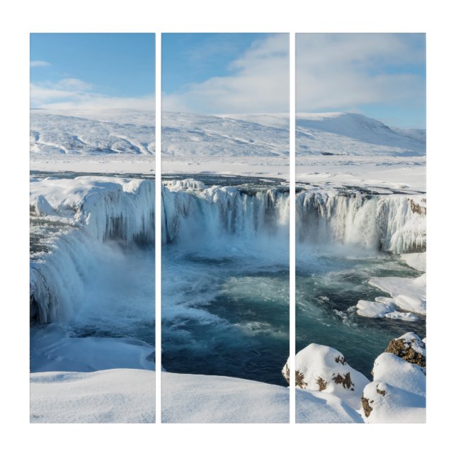 Godafoss Waterfall Landscape Triptych (Front)