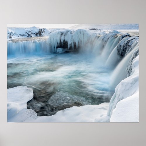 Godafoss waterfall winter Iceland 2 Poster