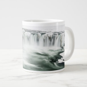 Godafoss waterfall, winter, Iceland Large Coffee Mug