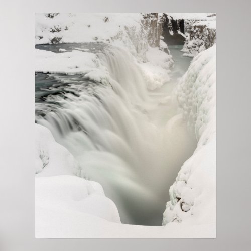 Godafoss waterfall winter Iceland Poster