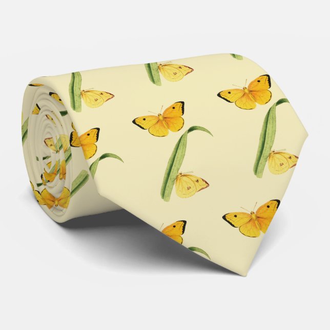 Godart's Colias Butterfly Neck Tie (Rolled)