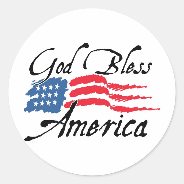 GodBlessAmerica_v2 Classic Round Sticker (Front)