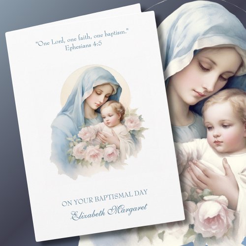 Godchild Baptism Baby Girl Christening Mary Jesus Card