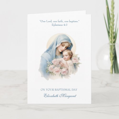 Godchild Baptism Baby Girl Christening Mary Jesus Card