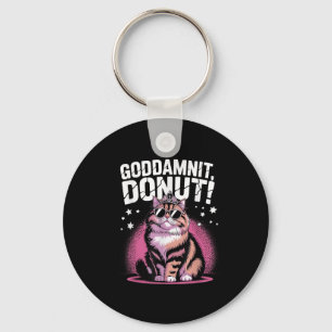 Goddammit Donut Funny Princess Cat Gles  Keychain