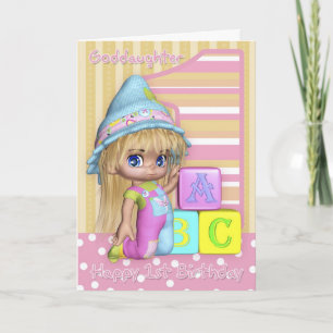 Goddaughter 1st Birthday Card With Cute Child