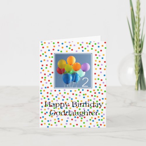 Goddaughter 2nd birthday colored balloons card