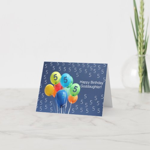 Goddaughter 5th birthday balloons card
