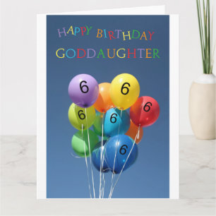Goddaughter, 6th happy balloon birthday card