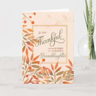 Goddaughter Autumn Harvest Leaves Thanksgiving Holiday Card