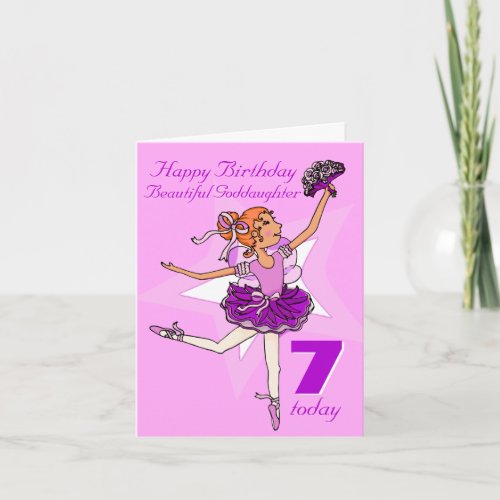 Goddaughter ballerina birthday pink age card