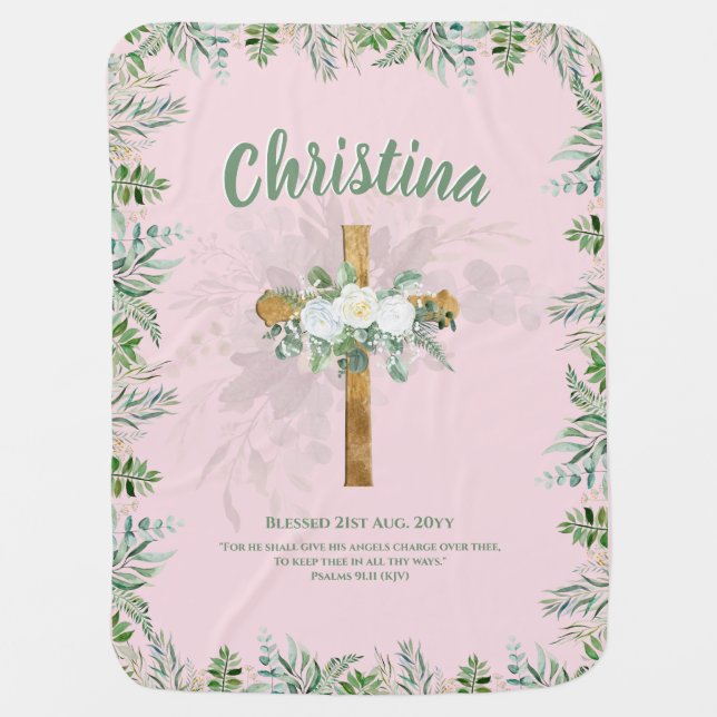 Goddaughter BAPTISM CHRISTENING Psalm 91:11  Baby Blanket (Front)