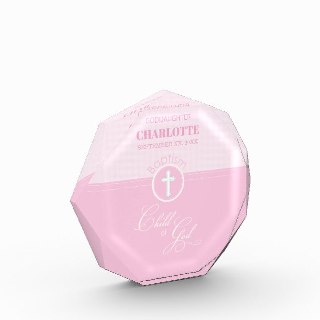 Goddaughter Baptism Pink Child of God Personalized Acrylic Award (Left)