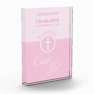 Goddaughter Baptism Pink Child of God Personalized Acrylic Award