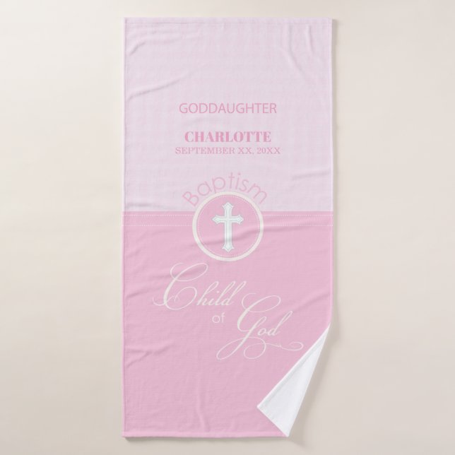 Goddaughter Baptism Pink Child of God Personalized Bath Towel (Bath Towel)
