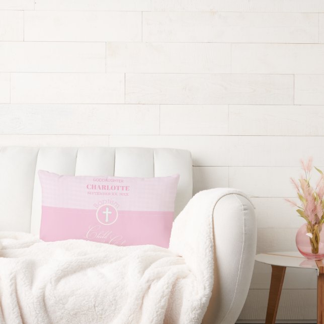 Goddaughter Baptism Pink Child of God Personalized Lumbar Pillow (Couch)