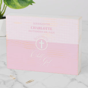 Goddaughter Baptism Pink Child of God Personalized Wooden Box Sign
