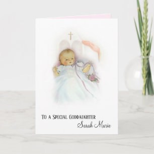 Goddaughter Baptismal Girl Christening Blessing Card