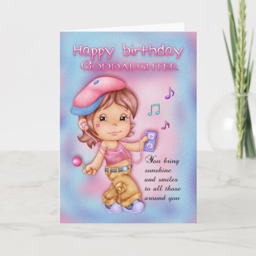 Goddaughter Birthday Card _ Cute Girl With Music