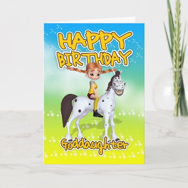 Goddaughter Birthday Card - Cutie Pie Long Stockin (Front)