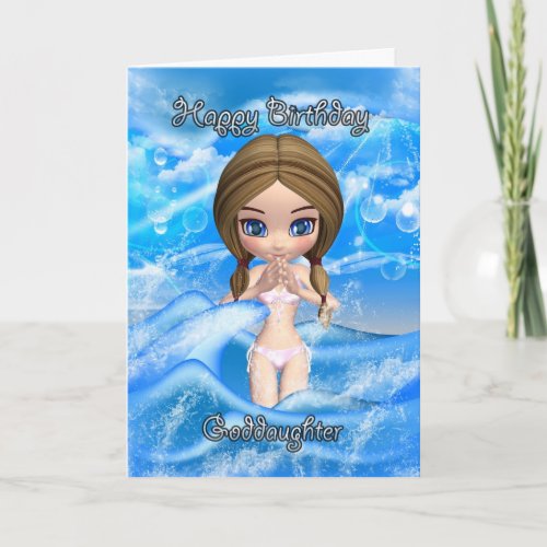 goddaughter birthday card _ girl swimming