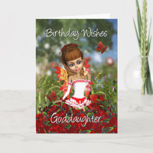 Goddaughter Birthday Card With Poppy Meadow Fairy