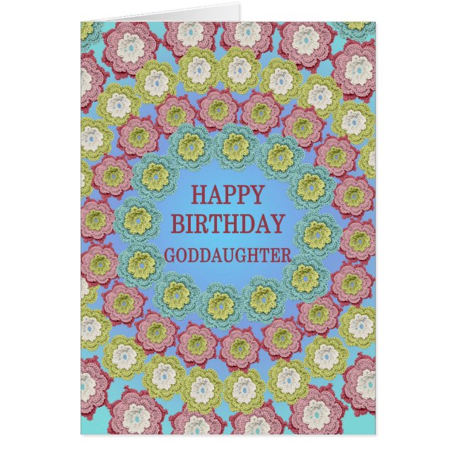 Goddaughter Birthday Crochet Flowers Cards (Front)