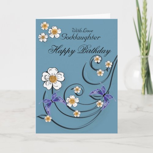 Goddaughter _ Birthday _ Floral with Butterflies Card