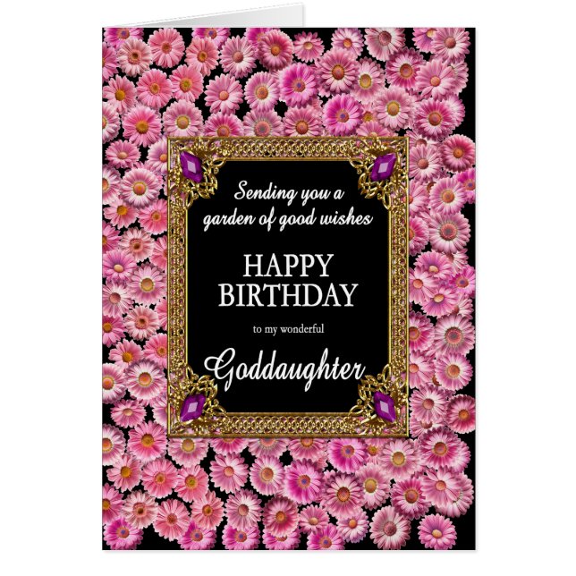 Goddaughter Birthday Pink Daisies Cards (Front)
