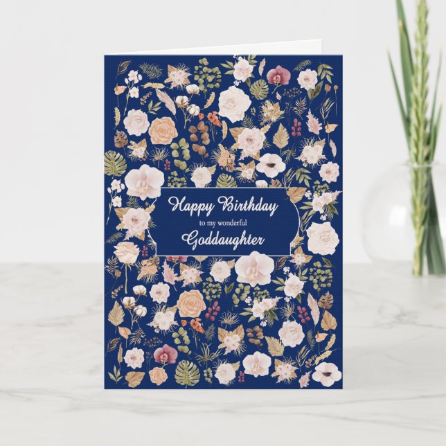 Goddaughter Birthday Scattered Flowers  Card (Front)