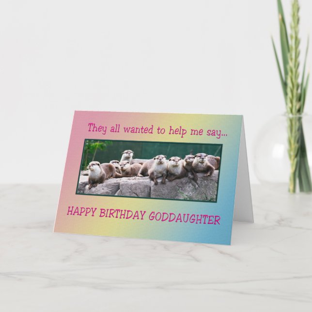 Goddaughter Birthday with otters Card (Front)
