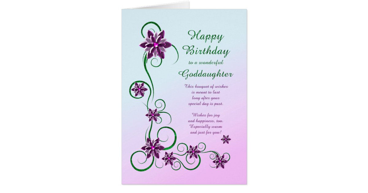 Goddaughter Birthday with Scrolls and Flowers