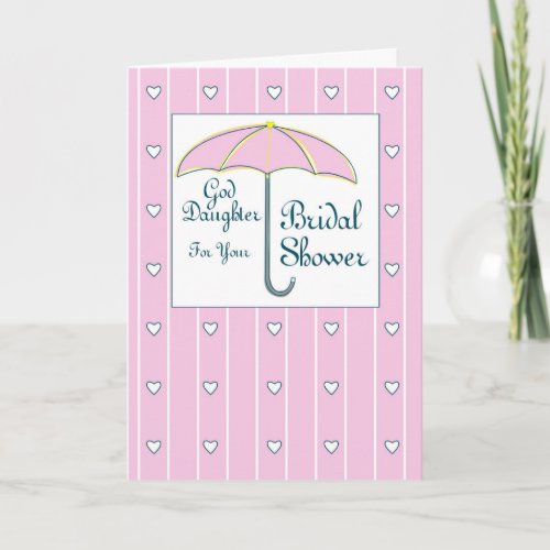 Goddaughter Bridal Shower Pink Umbrella Thank You Card