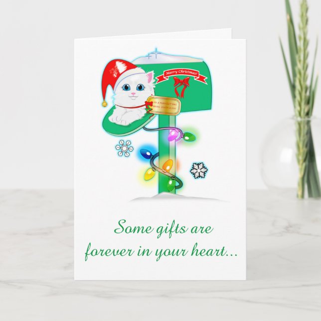 Goddaughter: Christmas Kitten in Mailbox Holiday Card (Front)