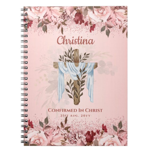 Goddaughter CONFIRMATION Rosegold Flowers Pink Not Notebook (Front)