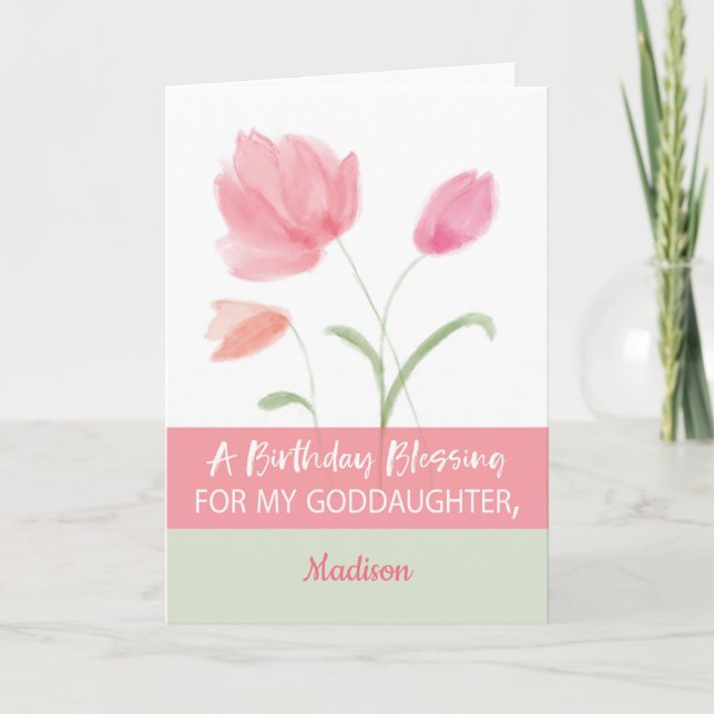 Goddaughter Custom Name Religious Birthday Card (Front)
