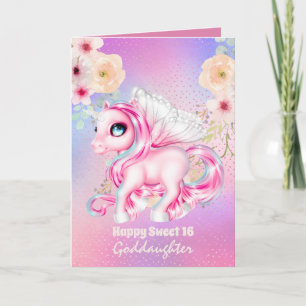 Goddaughter Cute Unicorn Birthday ANY AGE Card