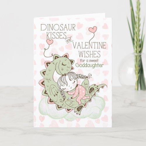 Goddaughter Dinosaur Kisses Stegosaurus Valentine Holiday Card