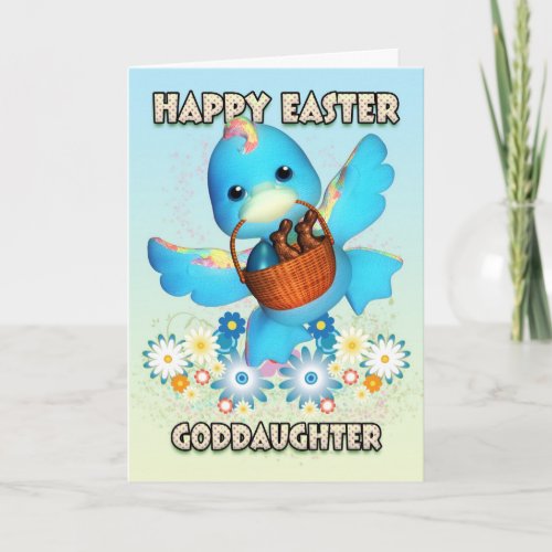 Goddaughter Easter Card _ Cute Duck With Basket Of