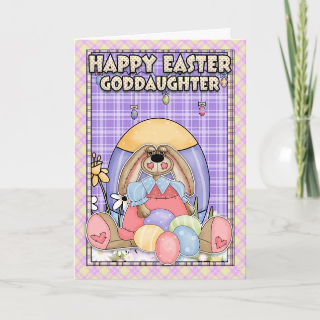 Goddaughter Easter Card - Easter Bunny & Easter Eg (Front)