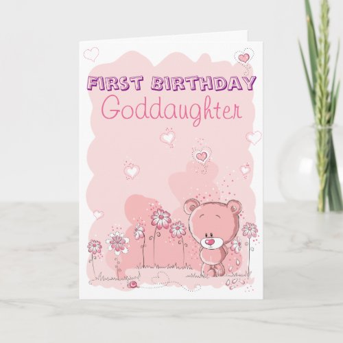 Goddaughter First 1st Birthday from Godparent Card